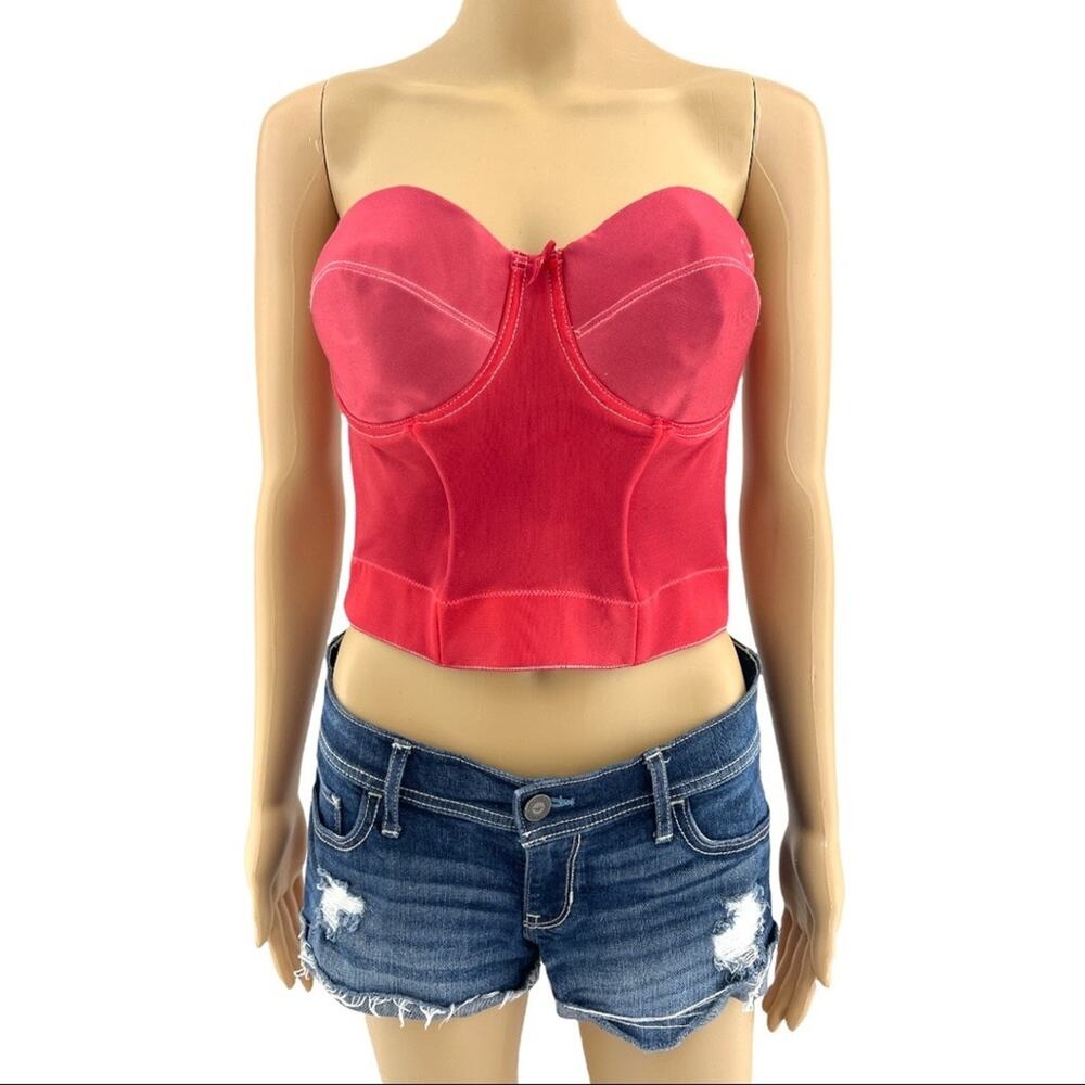 Cupid 38B American VINTAGE 90s Red Hand Dyed Elastic Pullover Bustier